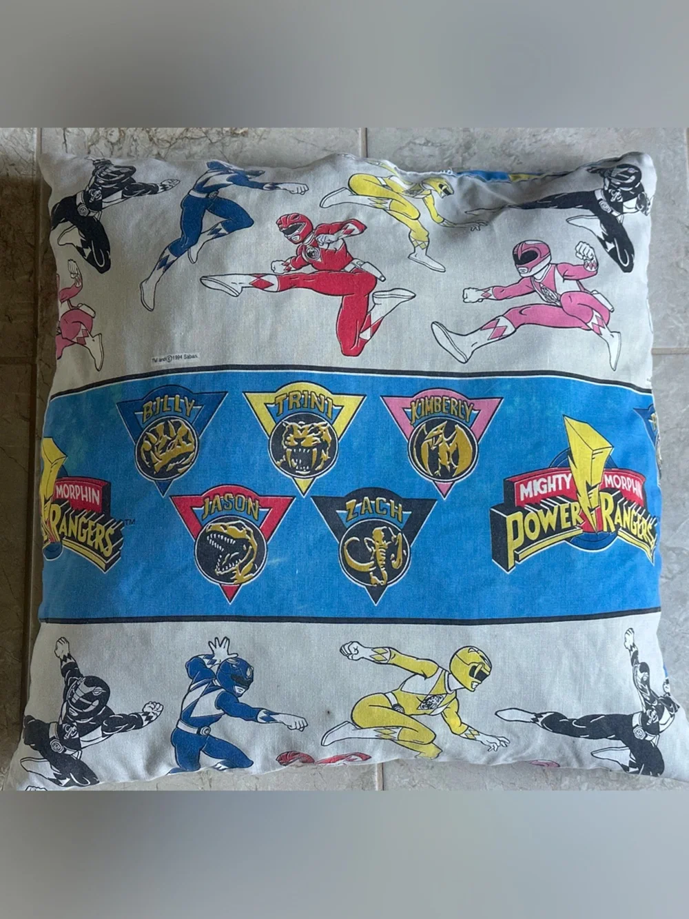 1994 Power Rangers Vintage Pillow 20x22